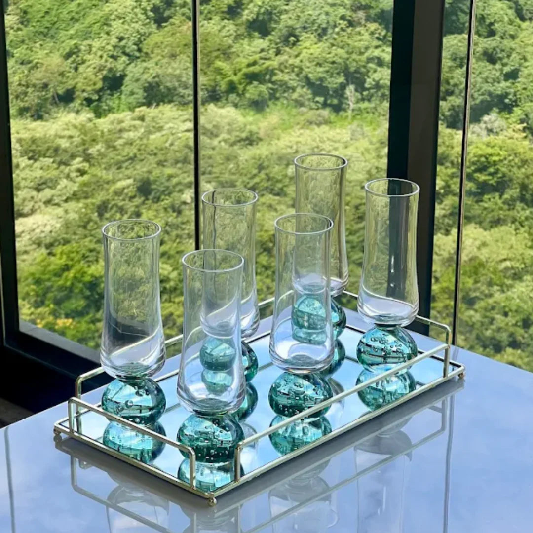 Taças Champanhe Base Esfera Transparente