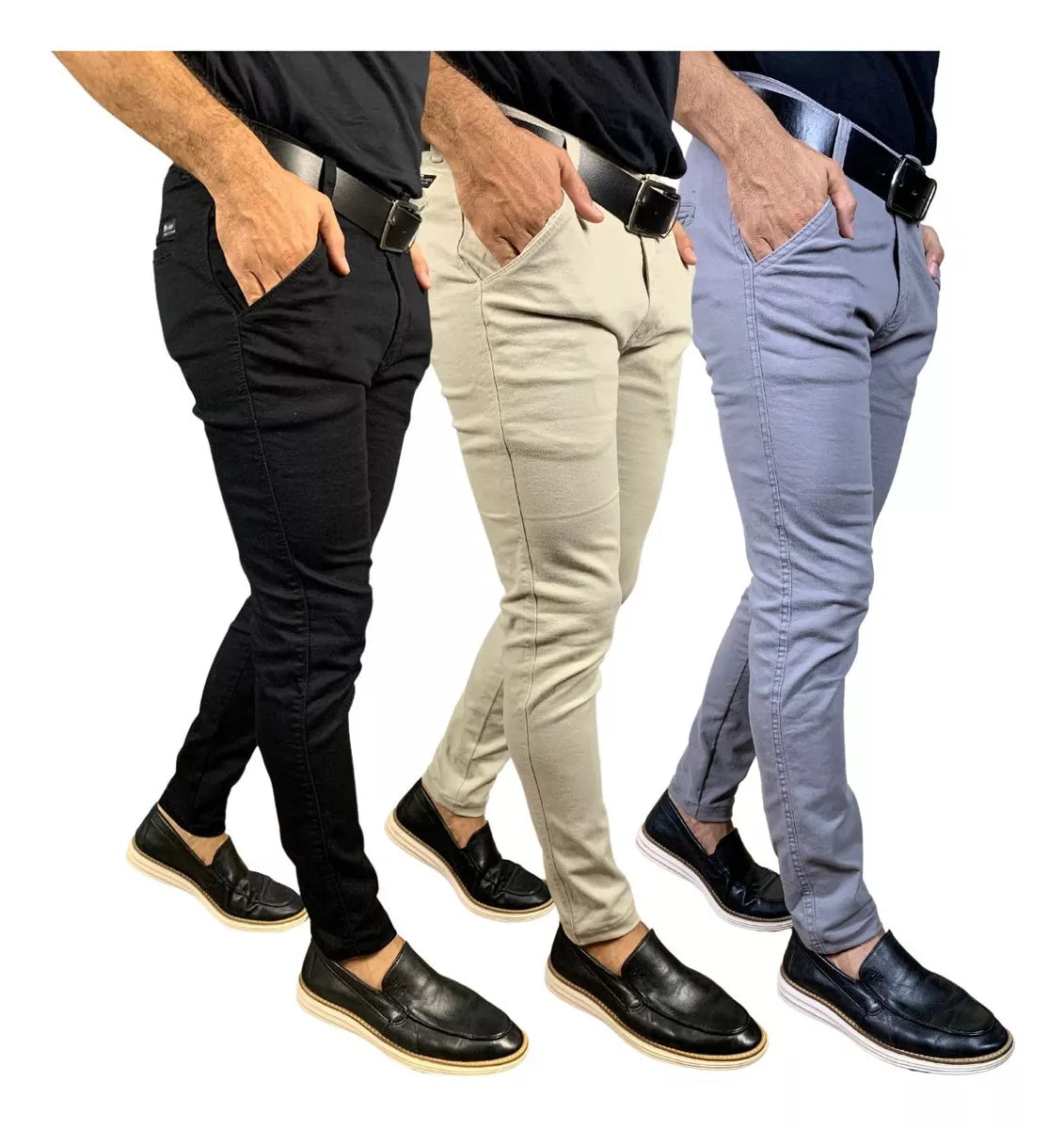COMPRE 1 E LEVE 3 - Calças Sarja Sport Fino Alfaiataria Brim Chino [DIRETO DA FÁBRICA]