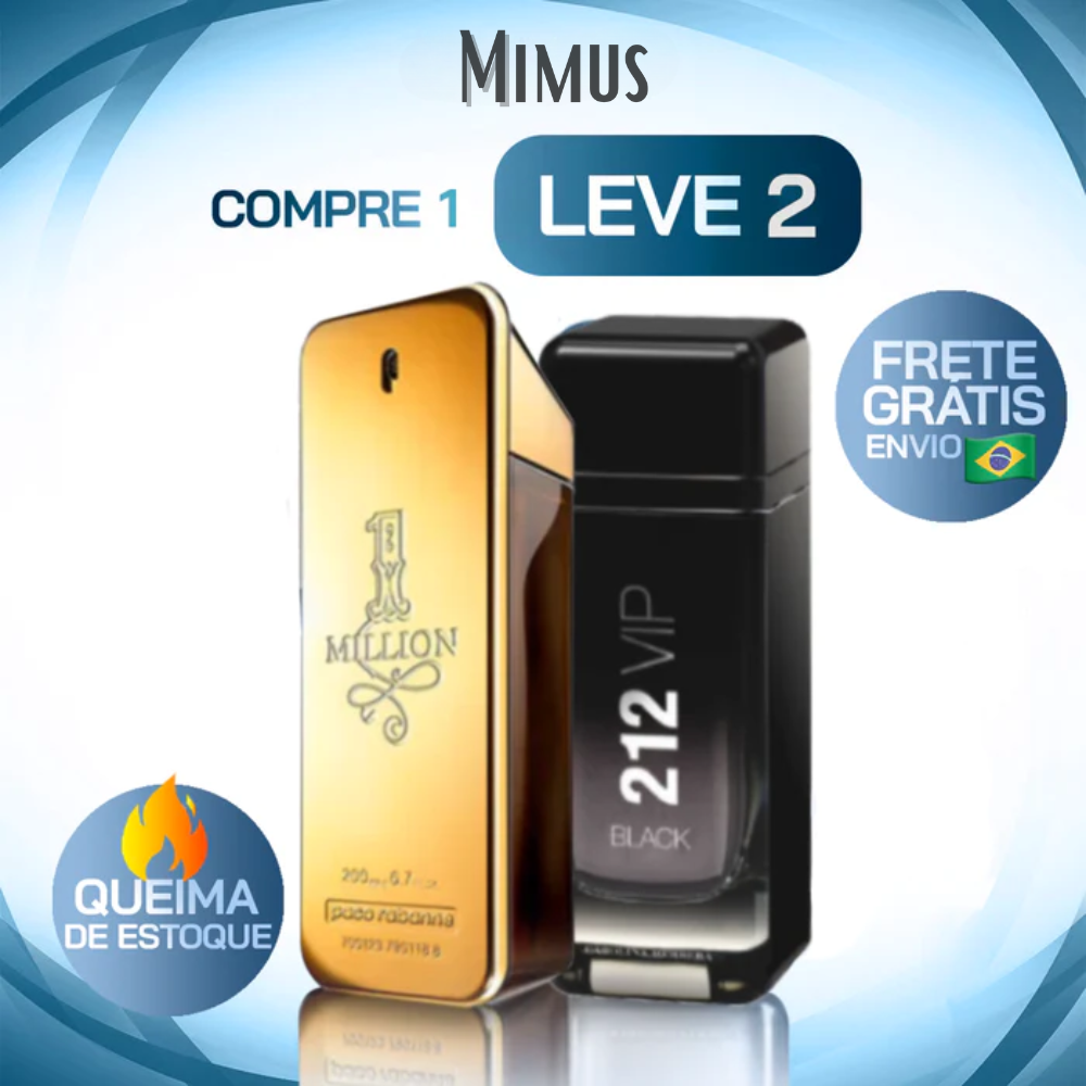 Combo 2 Perfumes Masculinos Importados (100ml) - 1 million, 212 vip [PROMO VERÃO BLACK]