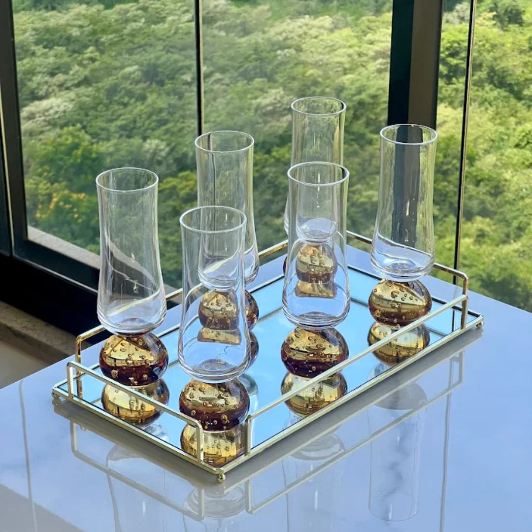Taças Champanhe Base Esfera Transparente