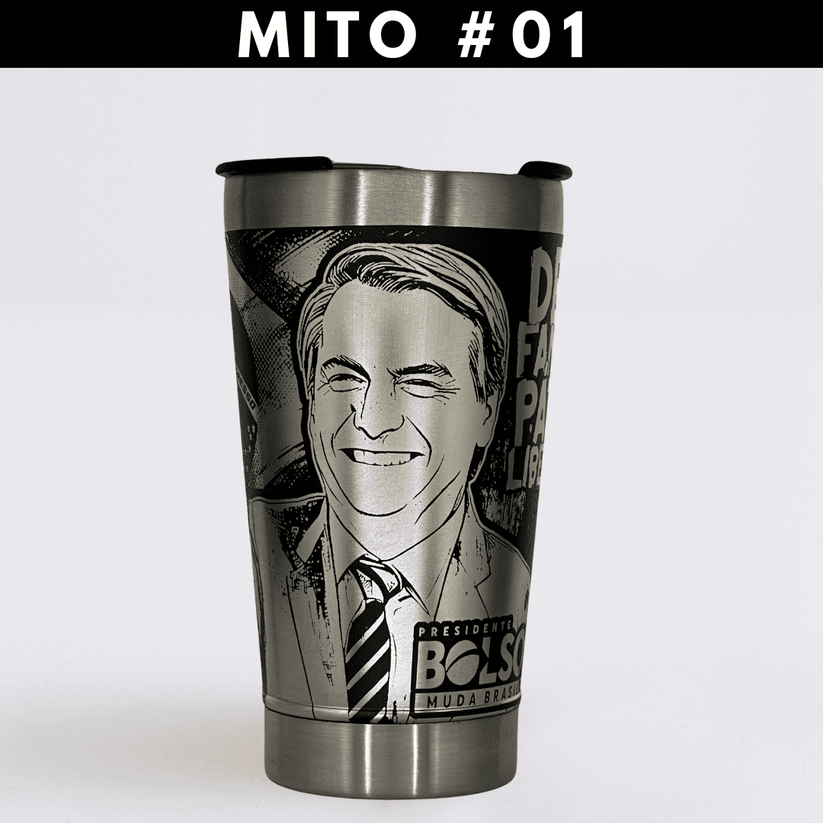 Copo Térmico Preto do Mito Personalizado 360° a Laser