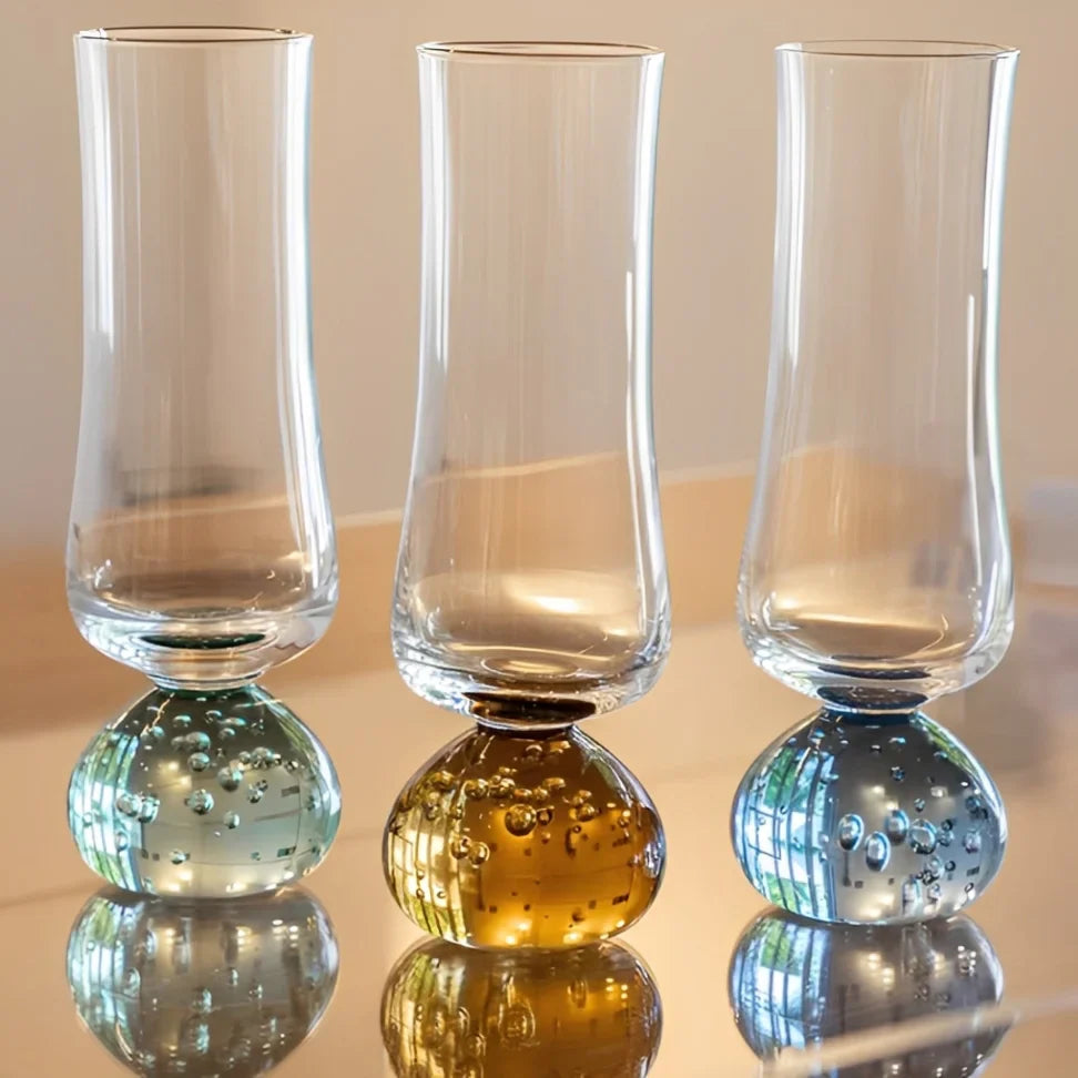 Taças Champanhe Base Esfera Transparente