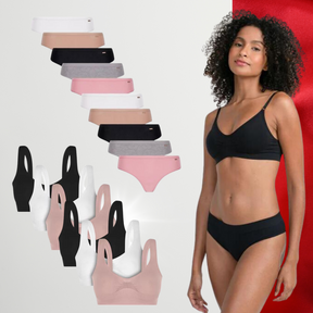 Calcinha Lupo Clássica Sem Costura 10un Sortidas + Kit Com 3 Sutiãs Top Loba Lupo Sortidas