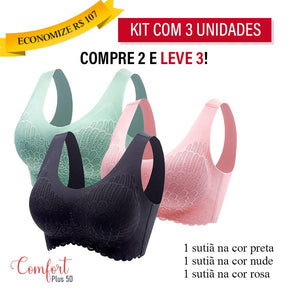 KIT 3 Peças - Sutiã Comfort Plus 5D - Compre 2 Leve 3