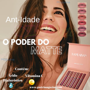 Batom Anti-Idade MATTE Longa Duração Handaiyan - Compre 3 Leve 6 / Oferta válida Apenas Hoje
