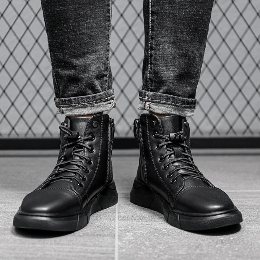 Bota Masculina Italiana Casual de Couro Martin de cano Alto